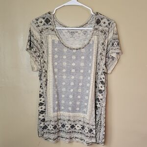 Lucky Brand Gray Tan Graphic Short Sleeve Tee